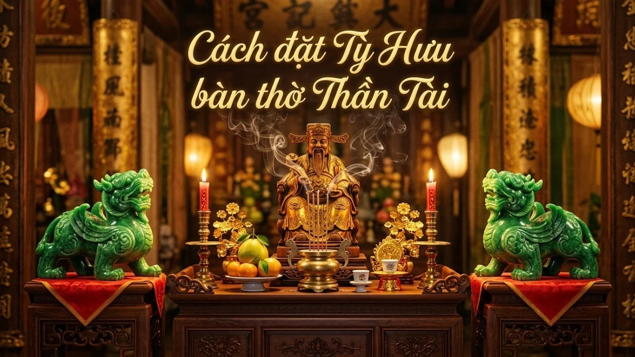 Cách đặt Tỳ Hưu trên bàn thờ Thần Tài chuẩn phong thủy
