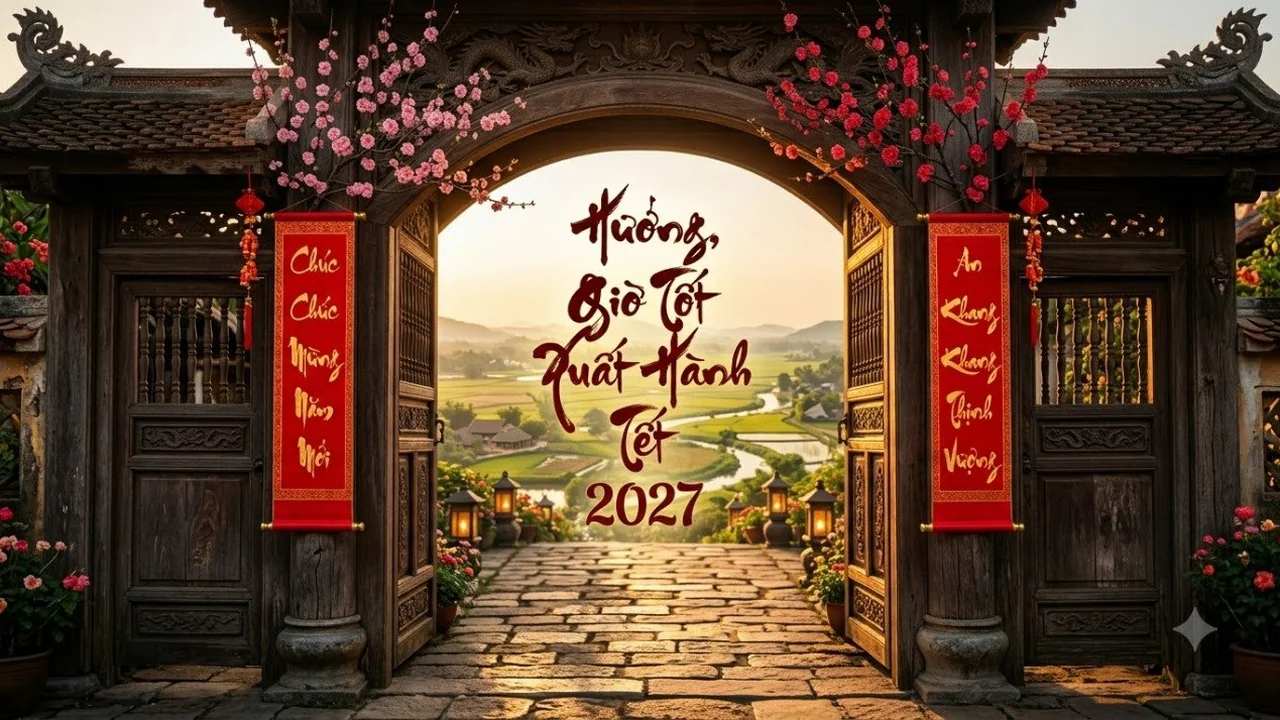 Hướng & Giờ Tốt Xuất Hành Mùng 1, 2, 3 Tết 2027 Đinh Mùi Đón Tài Thần