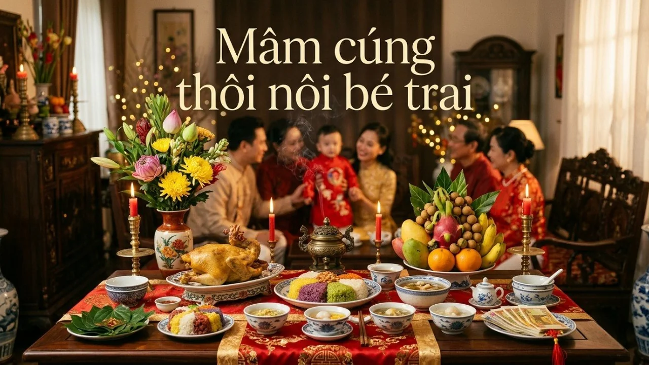 Mâm cúng thôi nôi bé trai cần những gì?
